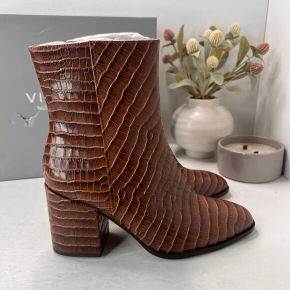 Vionic Harper Croc Leather Boot Arch Support Brown Women’s 9 NWB Comfort Shoe - Picture 3 of 10